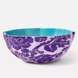 DVF and Target Large Purple Floral Bowl with Turquoise Blue Inside